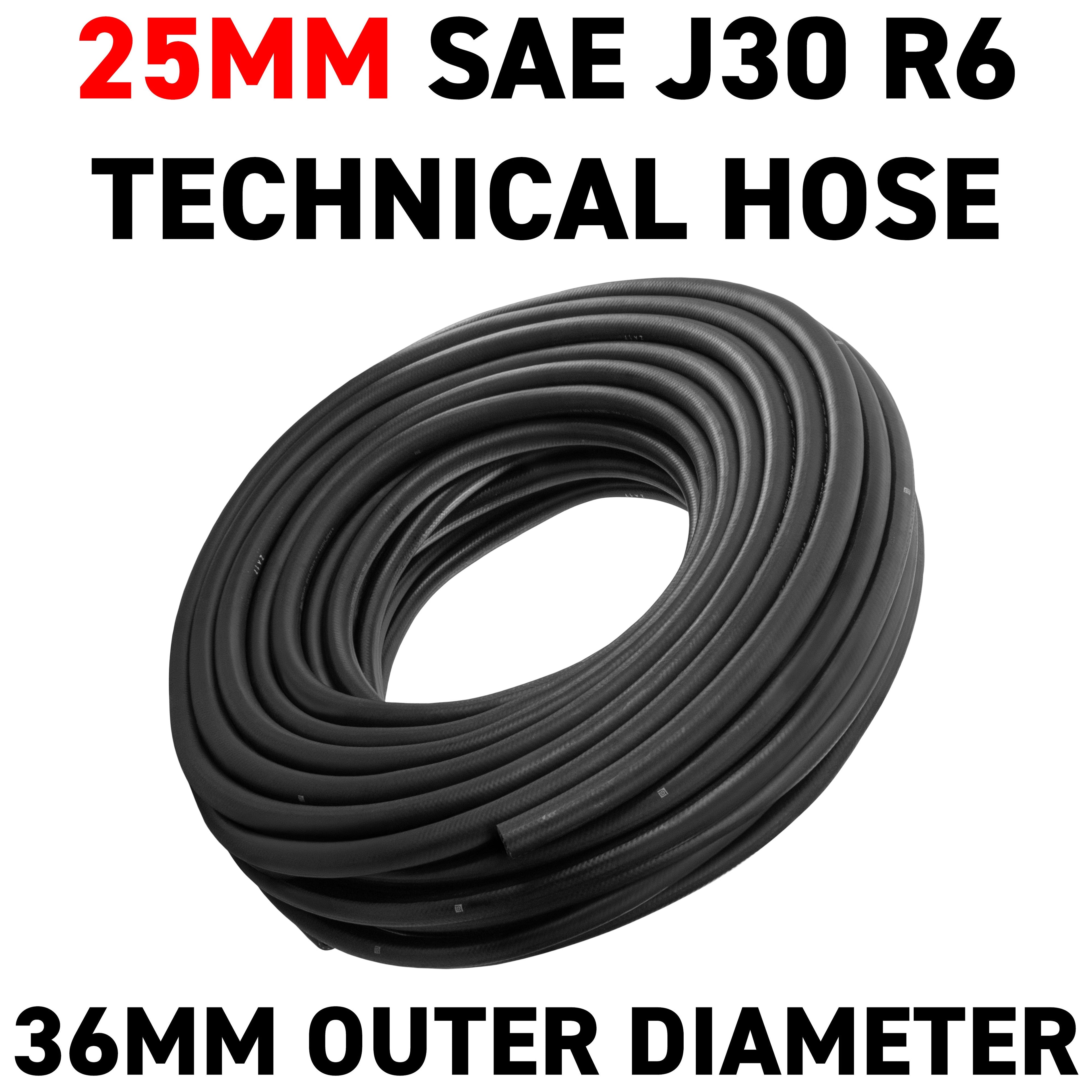 25mm Braided Rubber Fuel Hose, SAE J30 R6