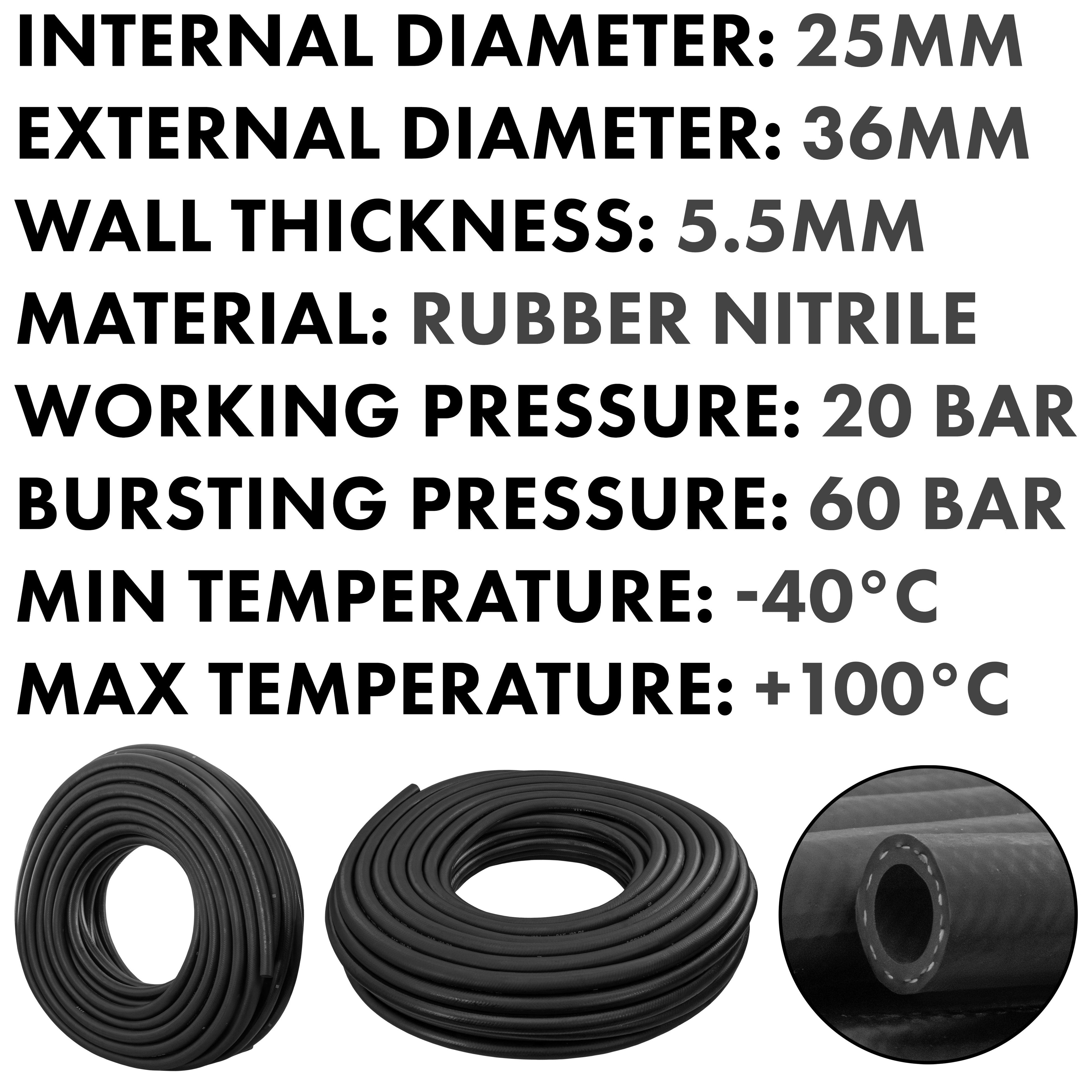 25mm Braided Rubber Fuel Hose, SAE J30 R6