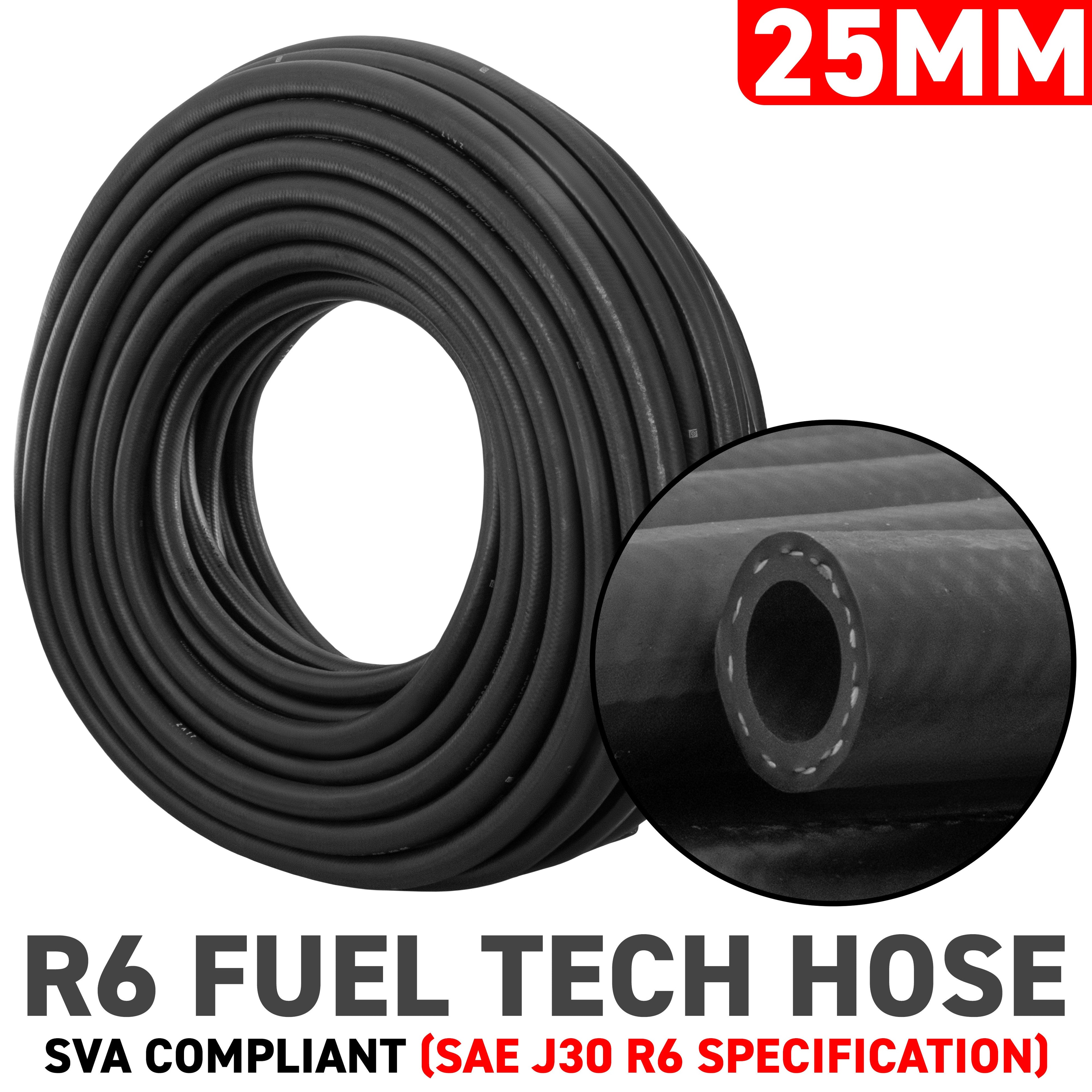 25mm Braided Rubber Fuel Hose, SAE J30 R6