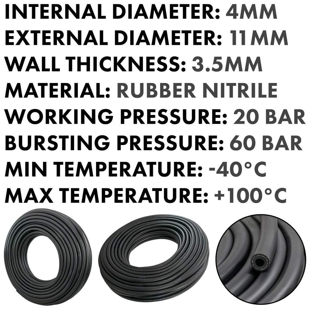 4mm Braided Rubber Fuel Hose, SAE J30 R6