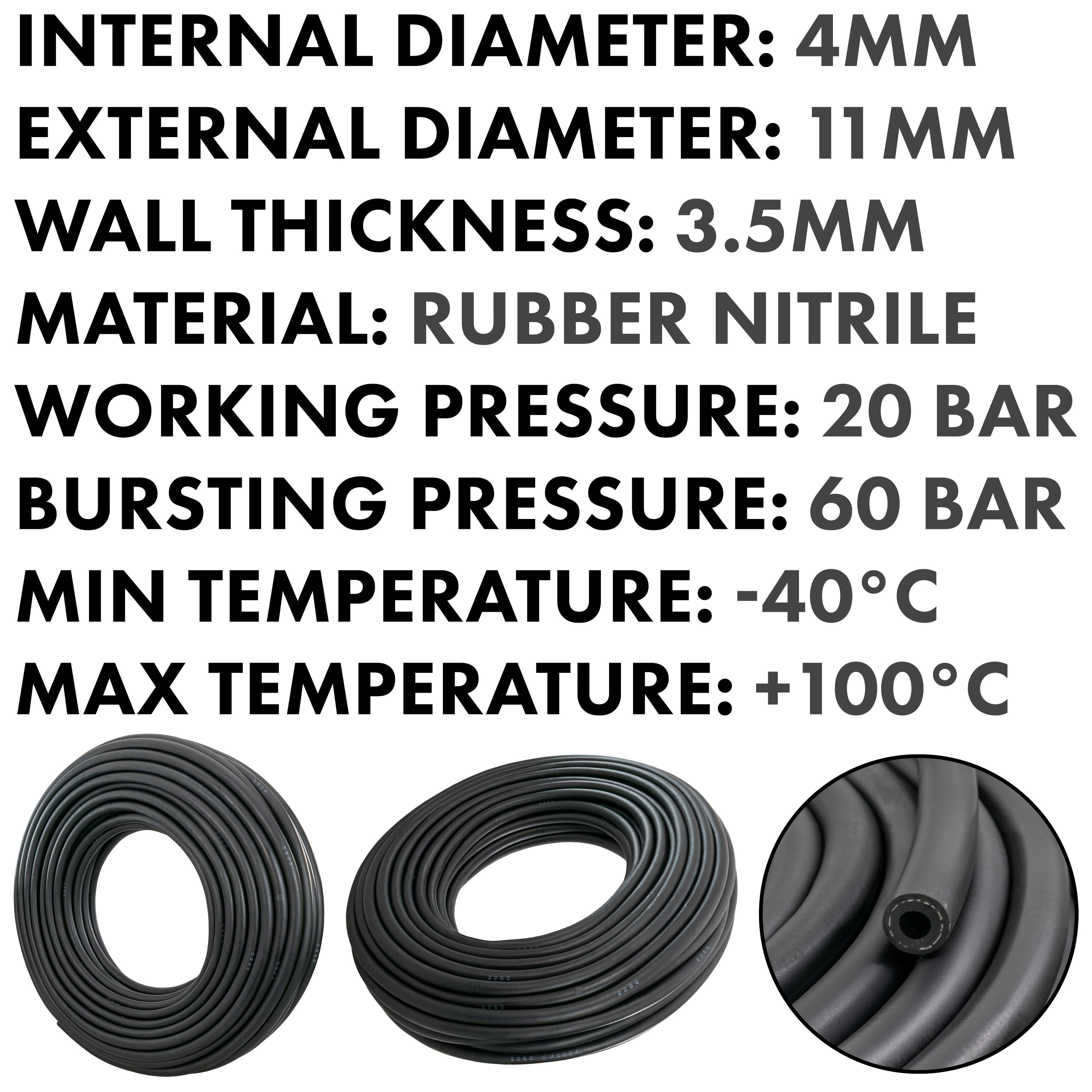 4mm Braided Rubber Fuel Hose, SAE J30 R6